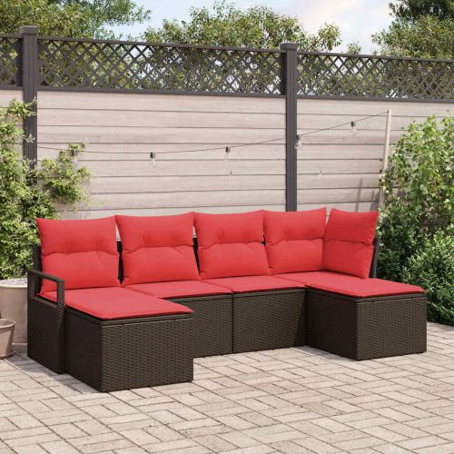 Комплект дивани 6 pcs Кафяво полиратан