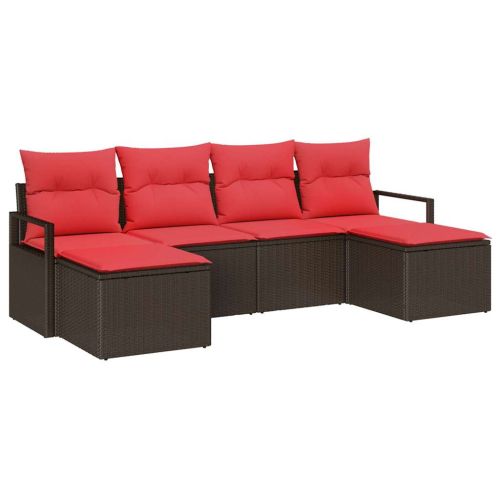 Комплект дивани 6 pcs Кафяво полиратан