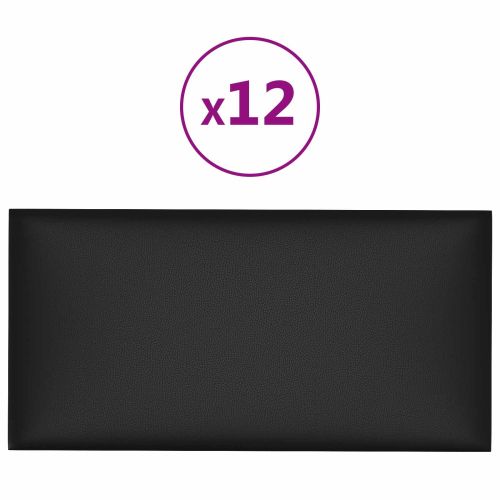 Стенно табло за легло 12 бр. 30 x 15 cm Черен текстил