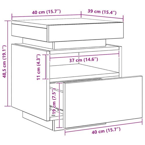Нощен шкаф с LED осветление Artisan Oak 40x39x48,5 cm
