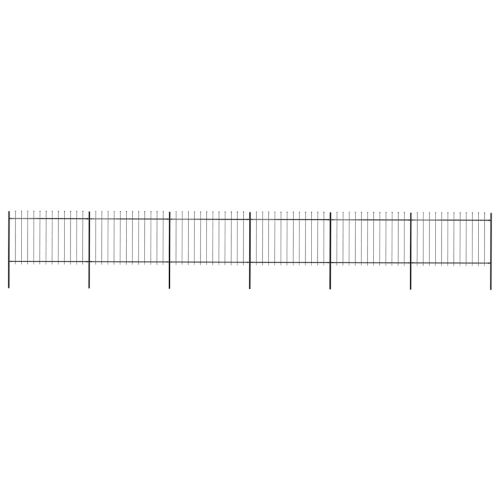 Градинска ограда с връх тип копие, стомана, 1070x120 см, черна