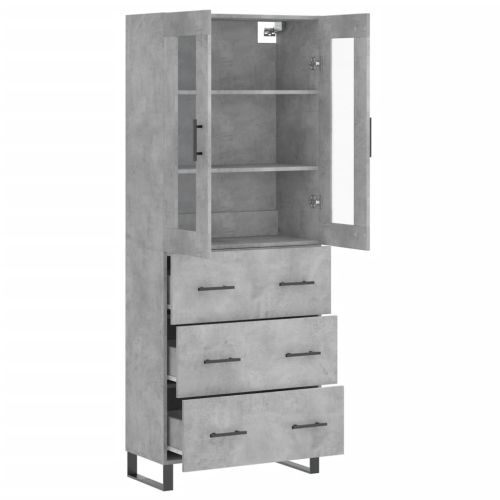 Висок шкаф, бетонно сив, 69,5x34x180 см, инженерно дърво