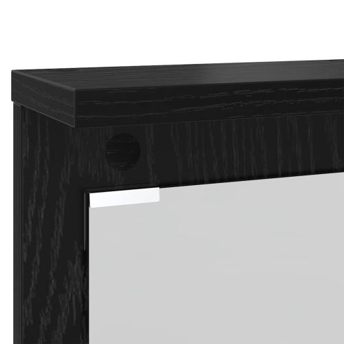 Стенен закачалка за палта с рафт Черен дъб 84 x 10 x 80 см