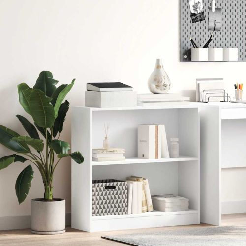 Шкаф за книги бял 80x24x75 cm Инженерна дървесина