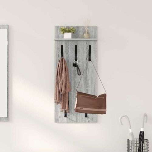 Стенен закачалка за палта с рафт Сив Сонома 40 x 10 x 90 см