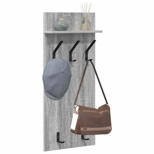 Стенен закачалка за палта с рафт Сив Сонома 40 x 10 x 90 см
