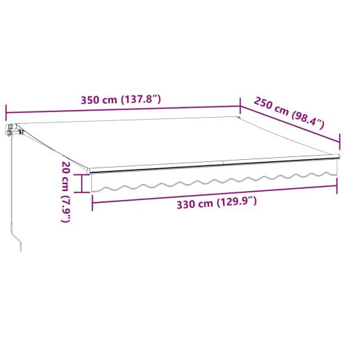 Ръчно прибираща се тента с LED, кафява, 350x250 см