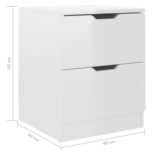 Нощни шкафчета 2 бр бял гланц 40x40x50 см инженерно дърво