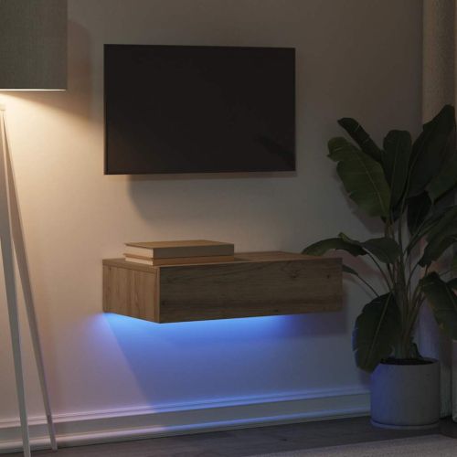ТВ шкаф с LED светлини Artisan дъб 60x35x15,5 cm