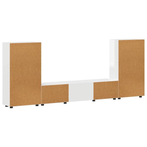 Комплект ТВ шкаф FLORIN 3 pcs Лъскаво бяло Инженерно дърво