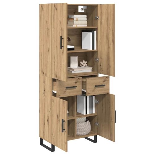 Висок шкаф с чекмедже 2 pcs Дъб 69,5 x 34 x 180 см