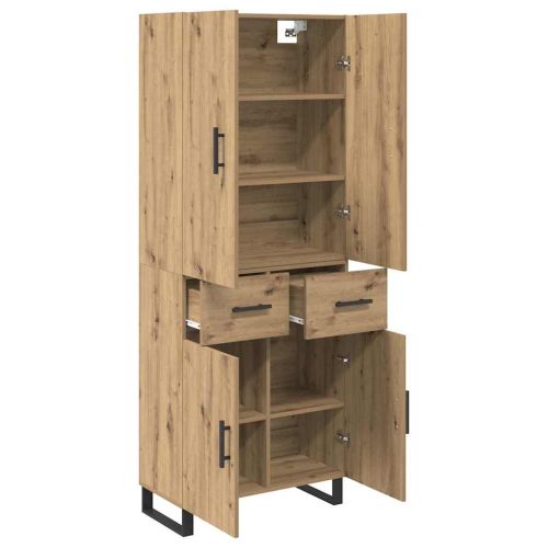 Висок шкаф с чекмедже 2 pcs Дъб 69,5 x 34 x 180 см