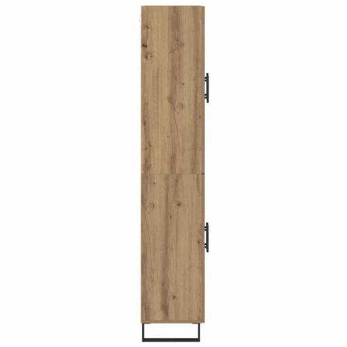 Висок шкаф 2 pcs Дъб Инженерна дървесина и стъкло