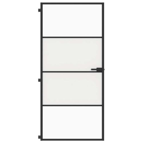 Интериорна врата черна 93x201,5 см закалено стъкло и алуминий