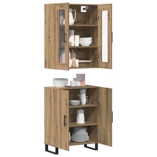 Висок шкаф 2 pcs дъб артизан Инженерно дърво