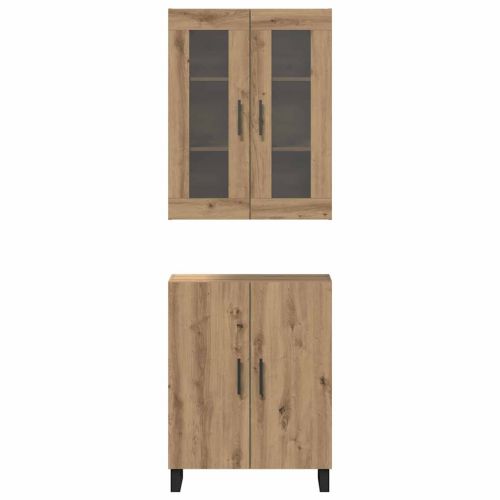 Висок шкаф 2 pcs дъб артизан Инженерно дърво