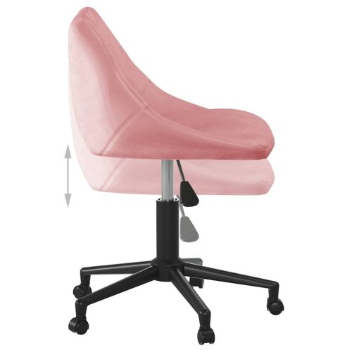 Въртящ се офис стол, розов, кадифе