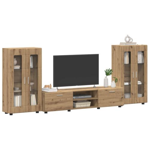 Комплект ТВ шкаф с чекмедже FLORIN 3 pcs Дъб Инженерно дърво