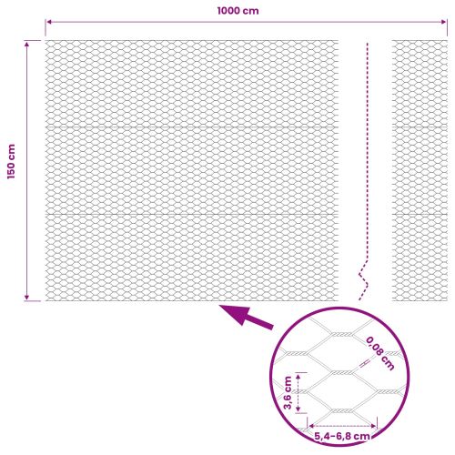 Шестоъгълна ограда Сив 1,5 x 10 m ПВЦ