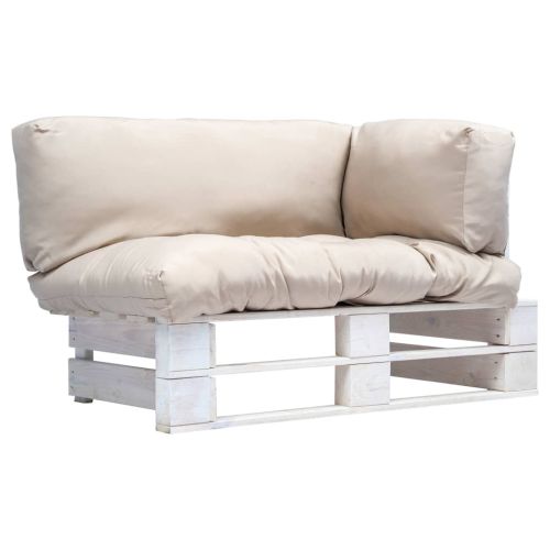 Градински палетен диван с пясъчни възглавници, борово дърво