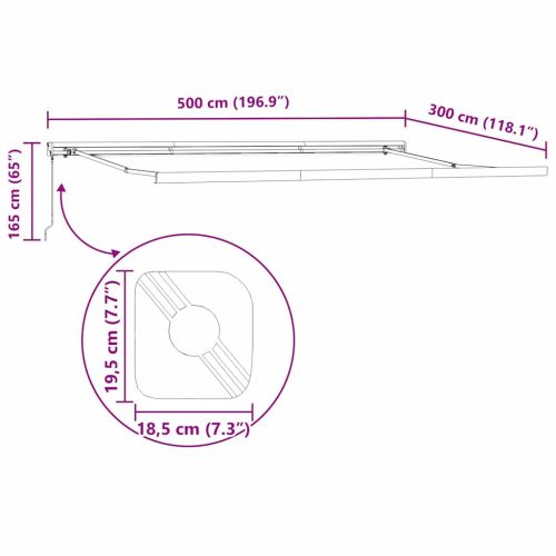 Прибираща се тента Червено и бяло 500 × 300 cm
