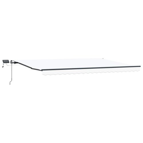 Сгъваем навес С LED лентисти светлини Бяло 500 ×300 cm текстил