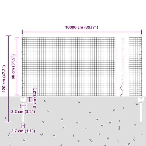 Сварена телена ограда с кол. 100 x 0,8 м (Ш x В)