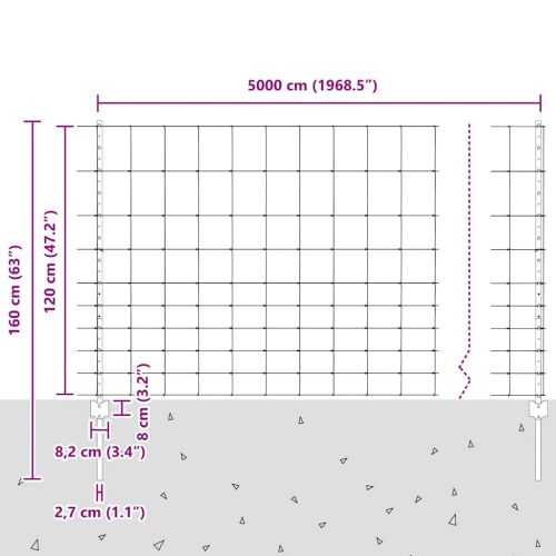 Див ограда с колове 50 x 1,2 м (Ш x В)