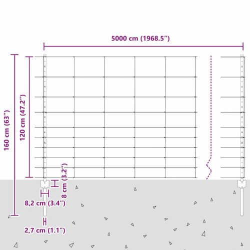 Див ограда с колове 50 x 1,2 м (Ш x В)