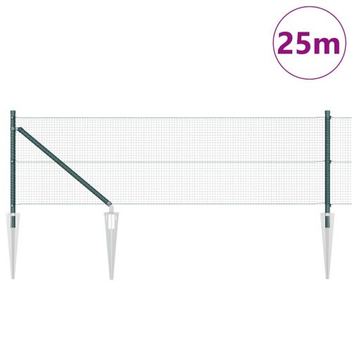 Заварена мрежа с шипове 25 x 0,8 m PVC покрита стомана Зелено