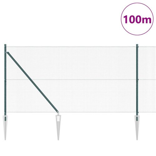 Заварена мрежа с шипове 100 x 1 м PVC покрита стомана Зелено