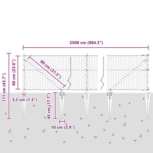 Заварена мрежа с шипове 25 x 0,6 м (Ш x В)