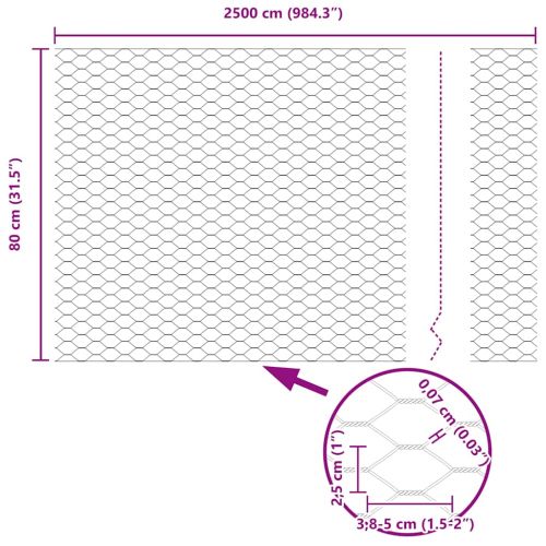 Заварена мрежа с шипове 25 x 0,8 м (Ш х В)