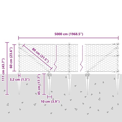 Заварена мрежа с шипове 50 x 0,6 м (Ш x В)