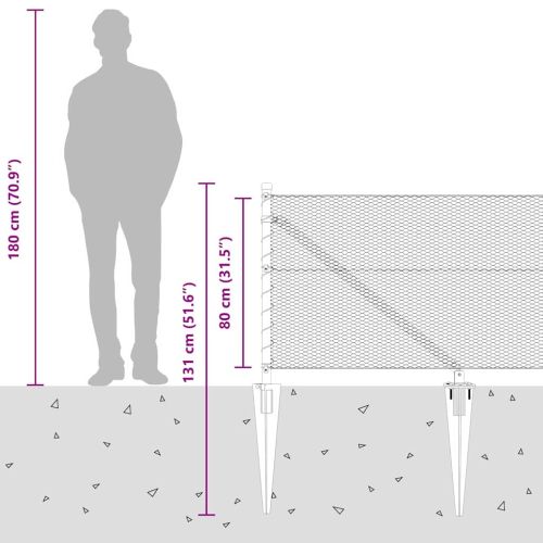 Шестоъградно ограждение с кол 50 x 0,8 m ПВЦ-обработена стомана