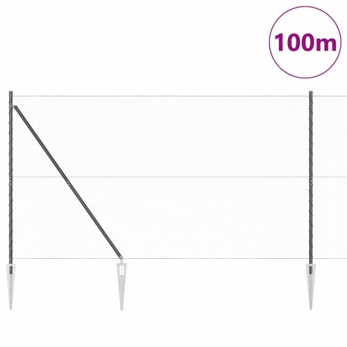 Шестоъградно ограждение с кол 100 x 1,6 м Сиво Мрежа