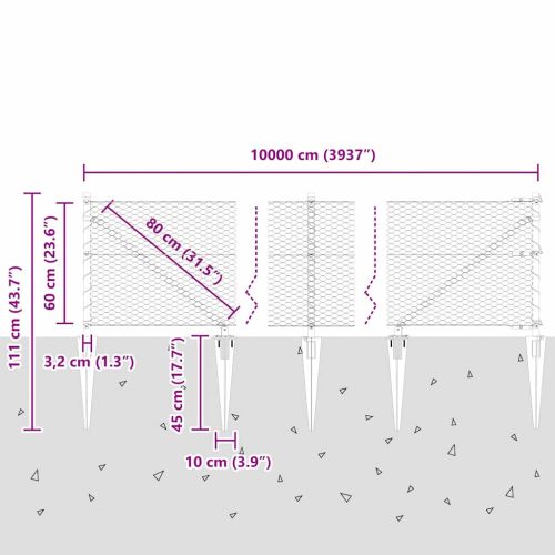 Шестоъградно ограждение с кол 100 x 0,6 м Поцинкована стомана