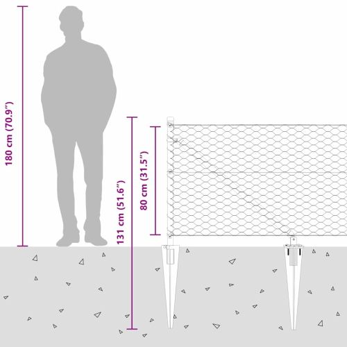 Шестоъградно ограждение с кол 100 x 0,8 м Поцинкована стомана