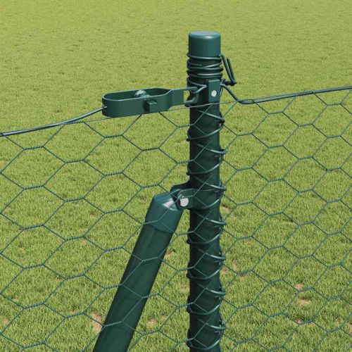 Шестоъгълна ограда с бетонна основа 25 x 1,5 m Зелено Мрежа