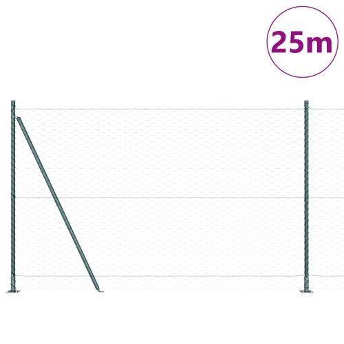 Шестоъгълна ограда с бетонна основа 25 x 1,5 m Зелено Мрежа