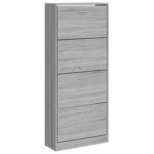 Шкаф за обувки, сив сонома, 63x24x147 см, инженерно дърво