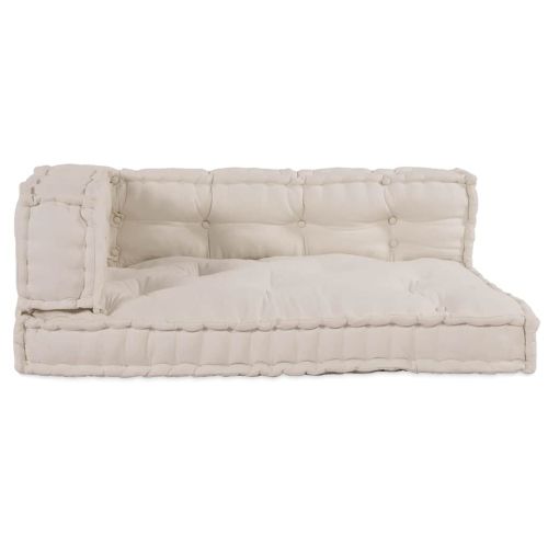 Кушон за палетен диван 3 pcs Кремаво 120 x 80 x 34 см Текстил