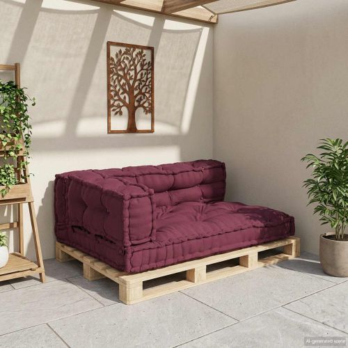 Кушон за палетен диван 3 pcs Тъмен червен 120 x 80 x 38 см