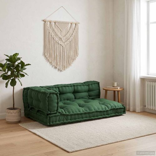 Кушон за палетен диван 3 pcs Зелено 120 x 80 x 38 см Текстил