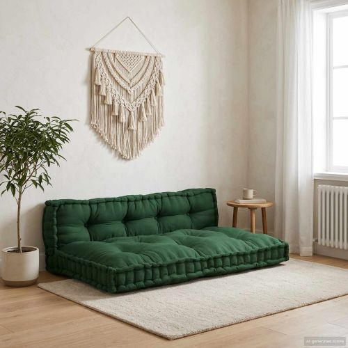 Кушон за палетен диван 2 pcs Зелено 120 x 80 x 38 см Текстил