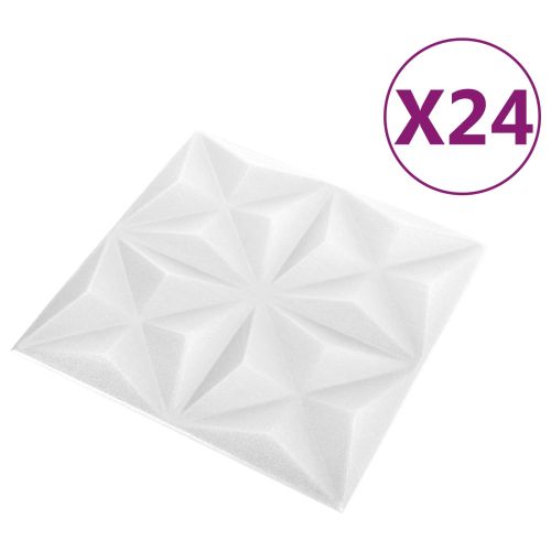 Стенни панели 24 pcs Оригами Бял 50 x 50 cm XPS Пяна