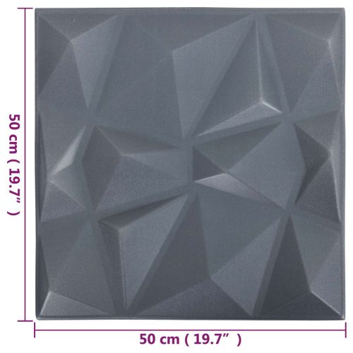 Стенни панели 48 pcs Диамант Сив 50 x 50 cm XPS Пяна