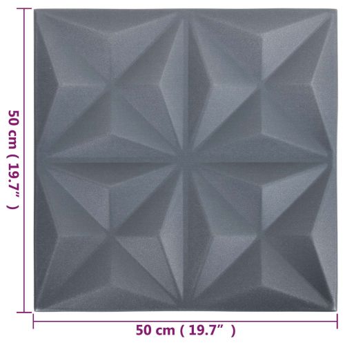 Стенни панели 48 бр. 50 x 50 cm Оригами Сив XPS Пяна
