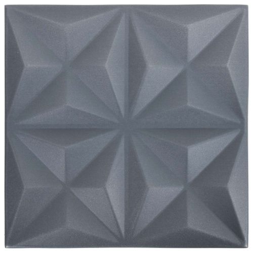 Стенни панели 48 бр. 50 x 50 cm Оригами Сив XPS Пяна