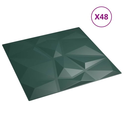 Стенни панели 48 pcs Зелено 50 x 50 cm XPS Пяна